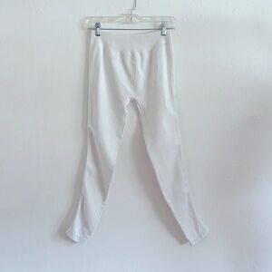 Nux Awakened White Stretch Compression Ribbed Texture Leggings S